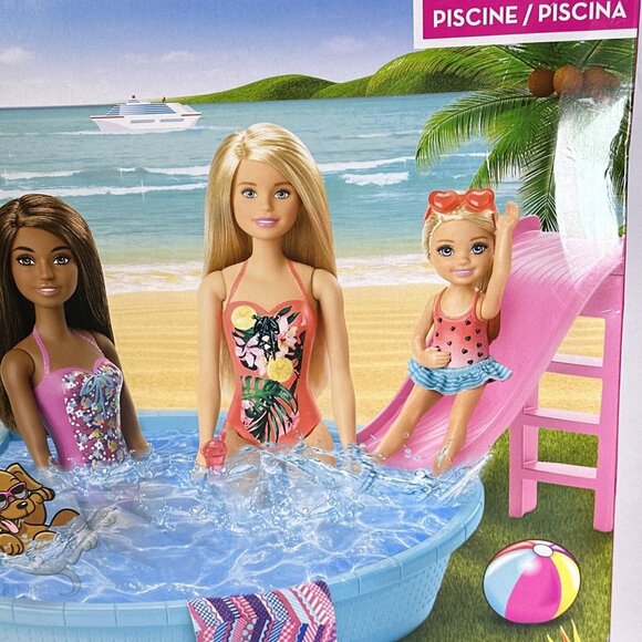 Barbie Pool Set  New In Box  Barbie With Pool Slide Towel And Two Glasses - Picture 2 of 7